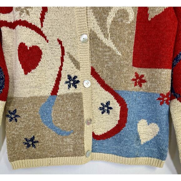 VTG Coldwater Creek Flight Of Heart Cardigan Sweater Sz S Cottagecore Grandma - Picture 5 of 11